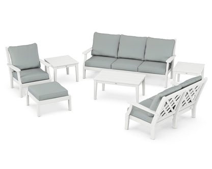 Country Living Wovendale 7-Piece Deep Seating Set in White / Spa