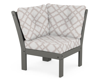 POLYWOOD® Vineyard Modular Corner Chair in Slate Grey / Trellis Dune Burlap