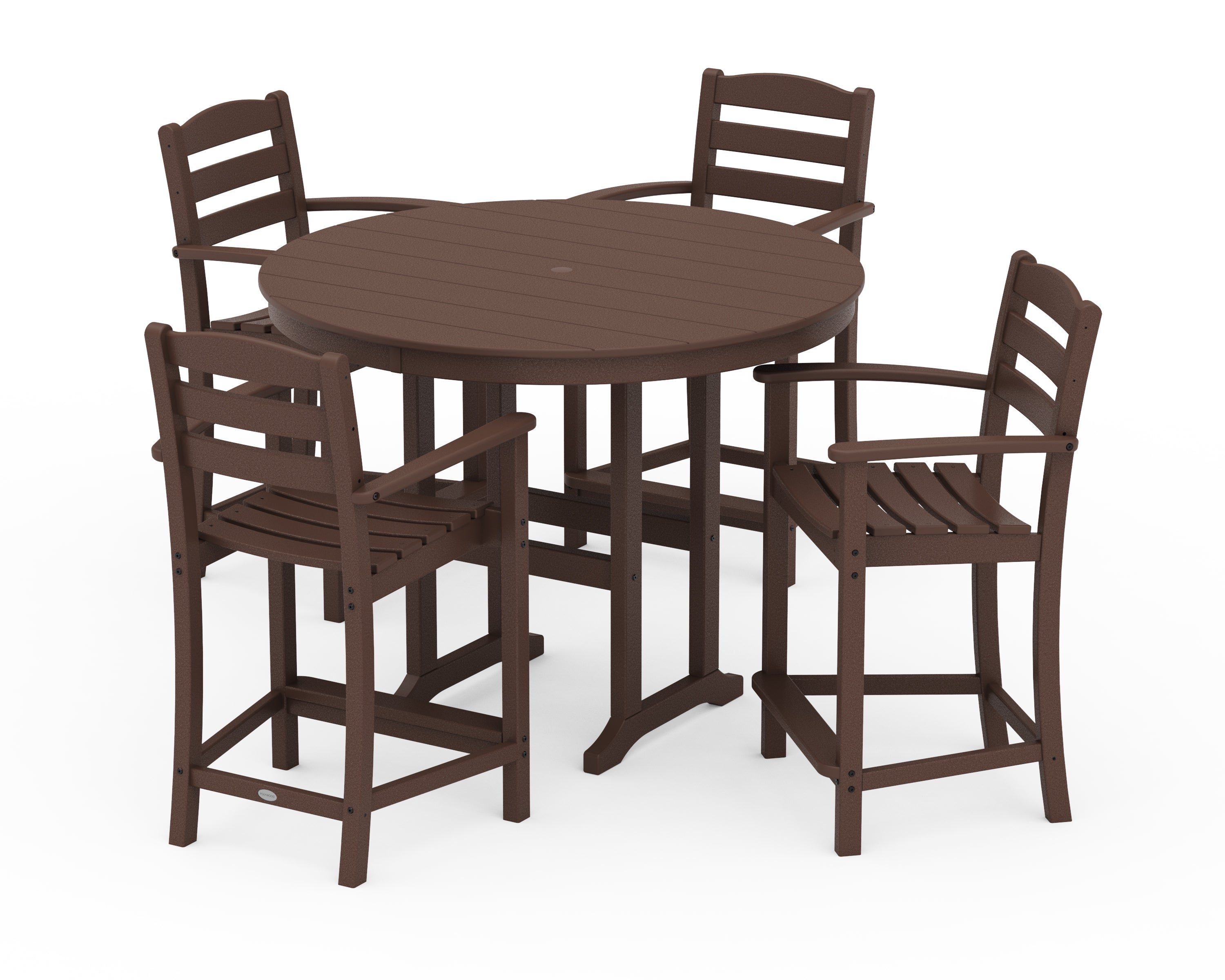 POLYWOOD® La Casa Café 5-Piece Round Farmhouse Counter Set in Mahogany
