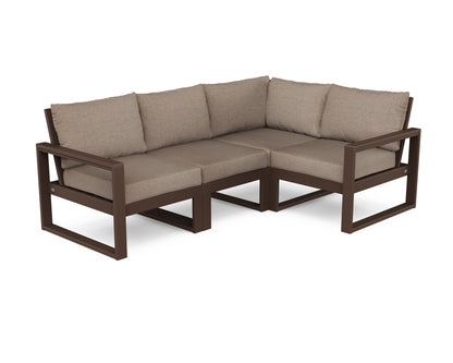 POLYWOOD® EDGE 4-Piece Modular Deep Seating Set in Mahogany / Spiced Burlap