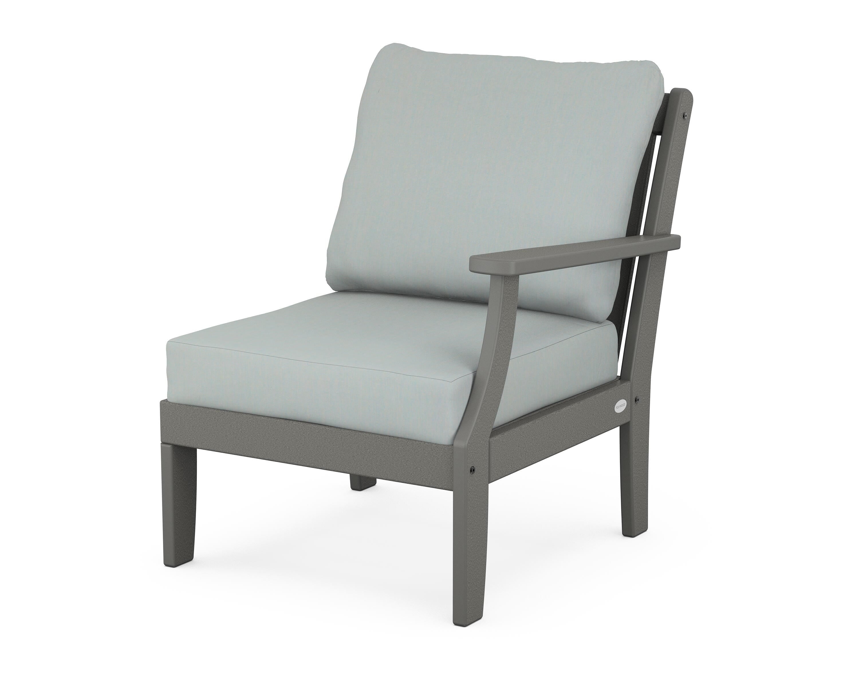 POLYWOOD® Braxton Modular Right Arm Chair in Slate Grey / Spa
