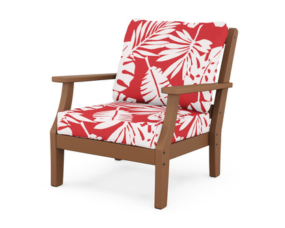 Martha Stewart by POLYWOOD® Chinoiserie Deep Seating Chair in Teak / Leaf Crimson