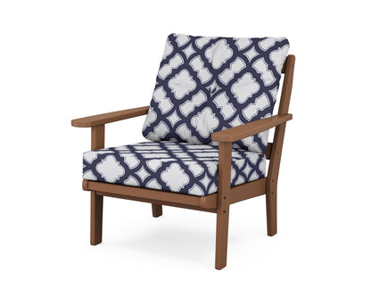 POLYWOOD® Mission Deep Seating Chair in Teak / Trellis Navy