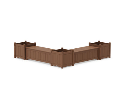 POLYWOOD® 48" Vineyard L- Shaped Planter Storage Bench Corner Set- Large in Teak