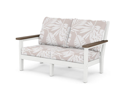 POLYWOOD® Chippendale Deep Seating Loveseat in White / Kona / Leaf Dune Burlap