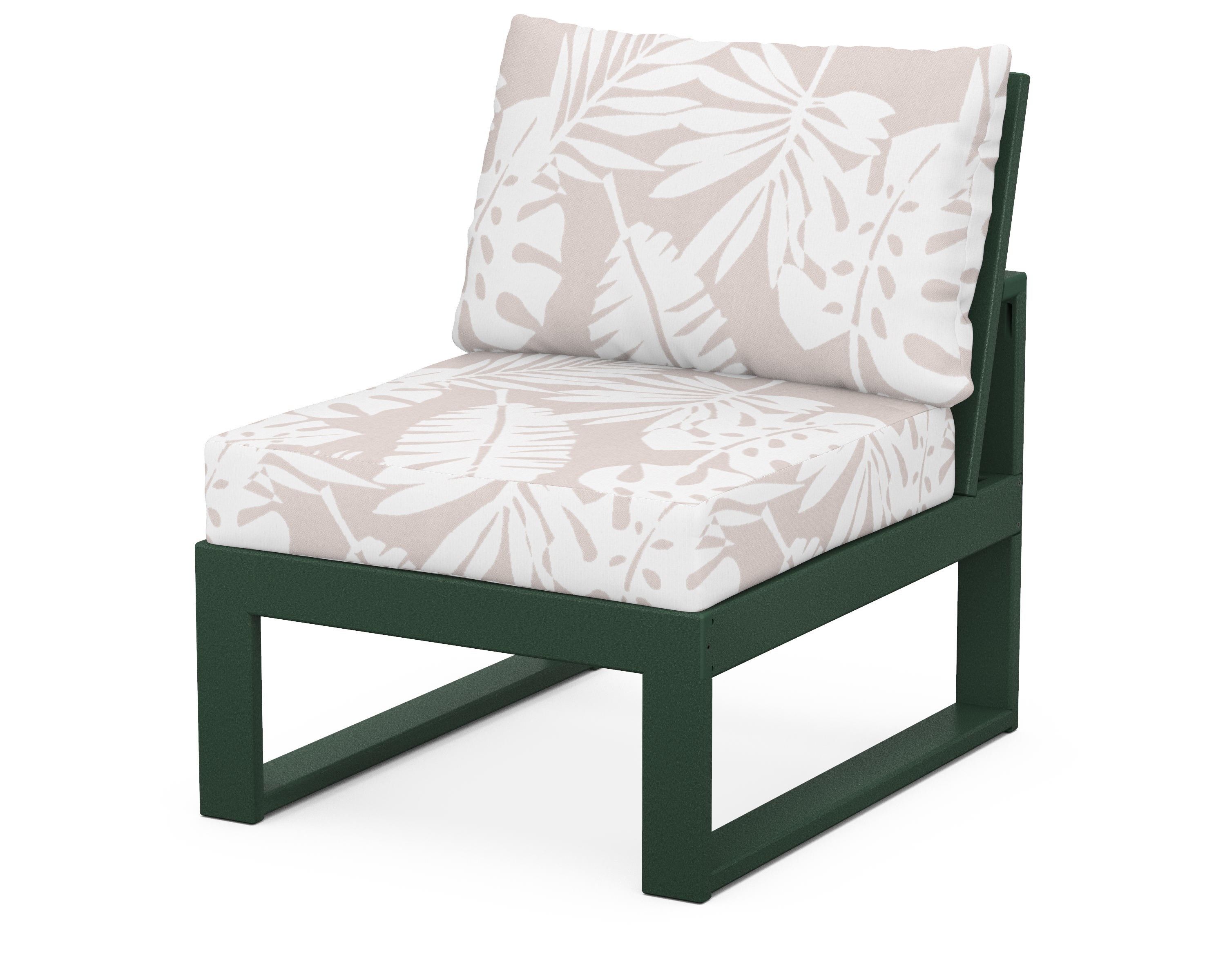 Unbranded Modular Armless Chair in Green / Leaf Dune Burlap
