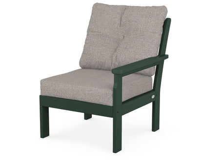 POLYWOOD® Vineyard Modular Right Arm Chair in Green / Weathered Tweed