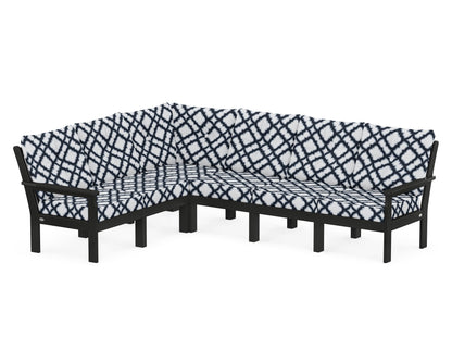 POLYWOOD® Vineyard 6-Piece Sectional in Black / Trellis Marine Indigo