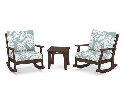 POLYWOOD® Braxton 3-Piece Deep Seating Rocker Set in Mahogany / Leaf Glacier Spa