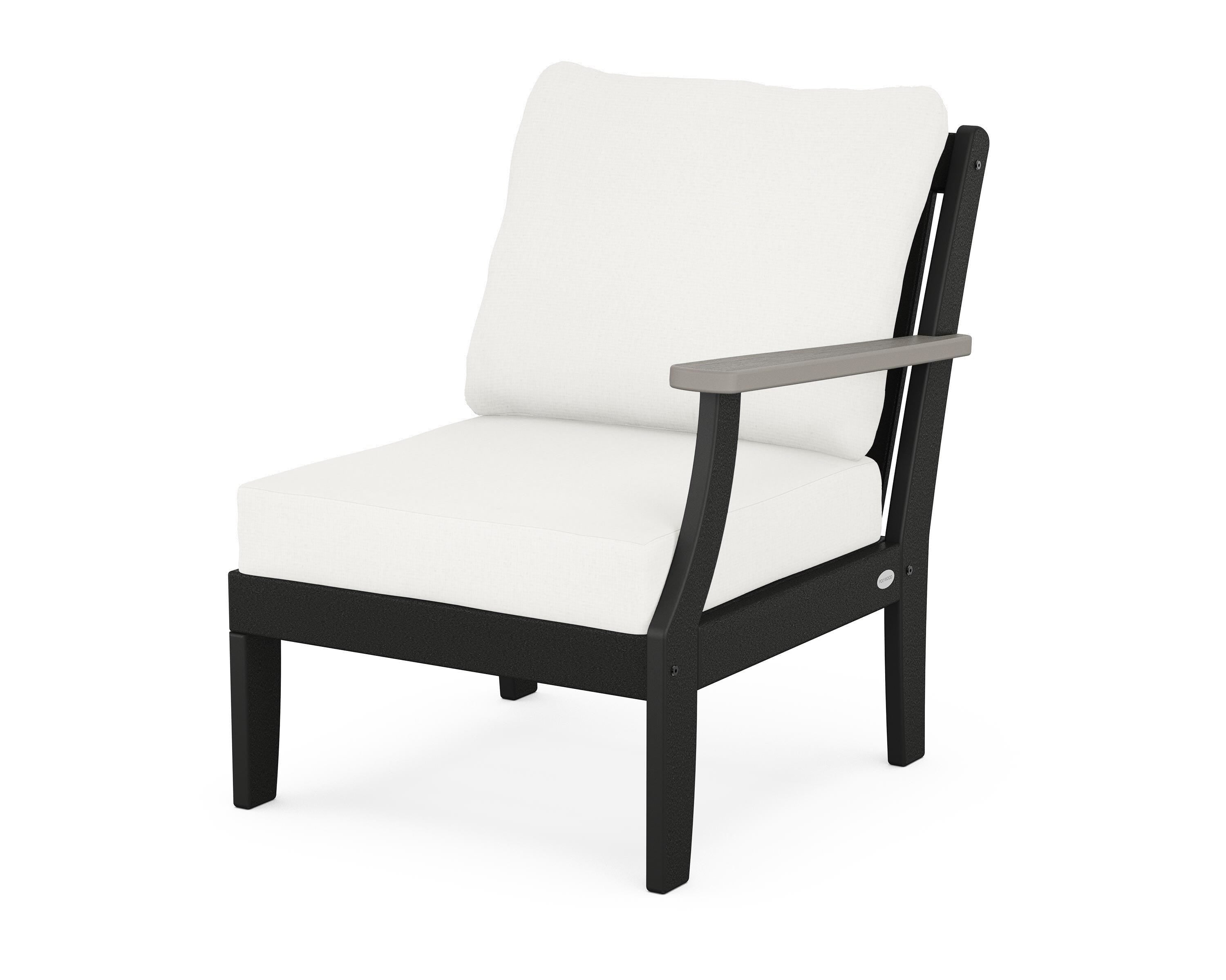 POLYWOOD® Braxton Modular Right Arm Chair in Black / Driftwood / Natural Linen