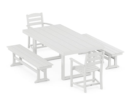 POLYWOOD® La Casa Café 5-Piece Dining Set with Benches in White