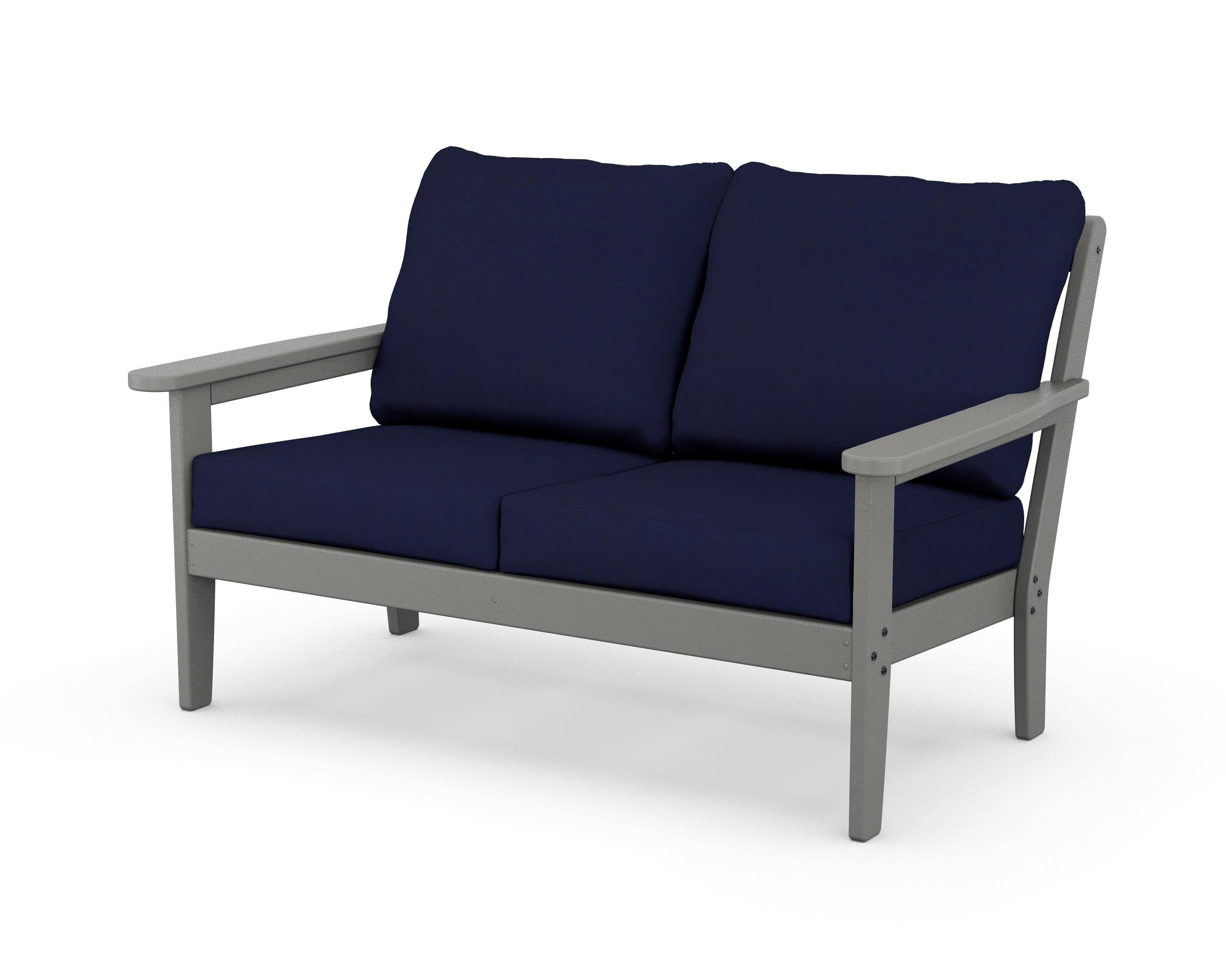 Country Living Cottage Deep Seating Loveseat in Slate Grey / Navy