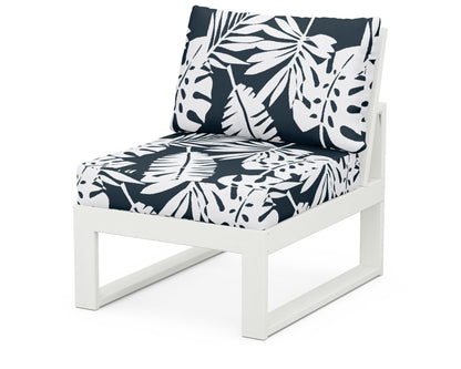 Unbranded Modular Armless Chair in Vintage White / Leaf Marine Indigo