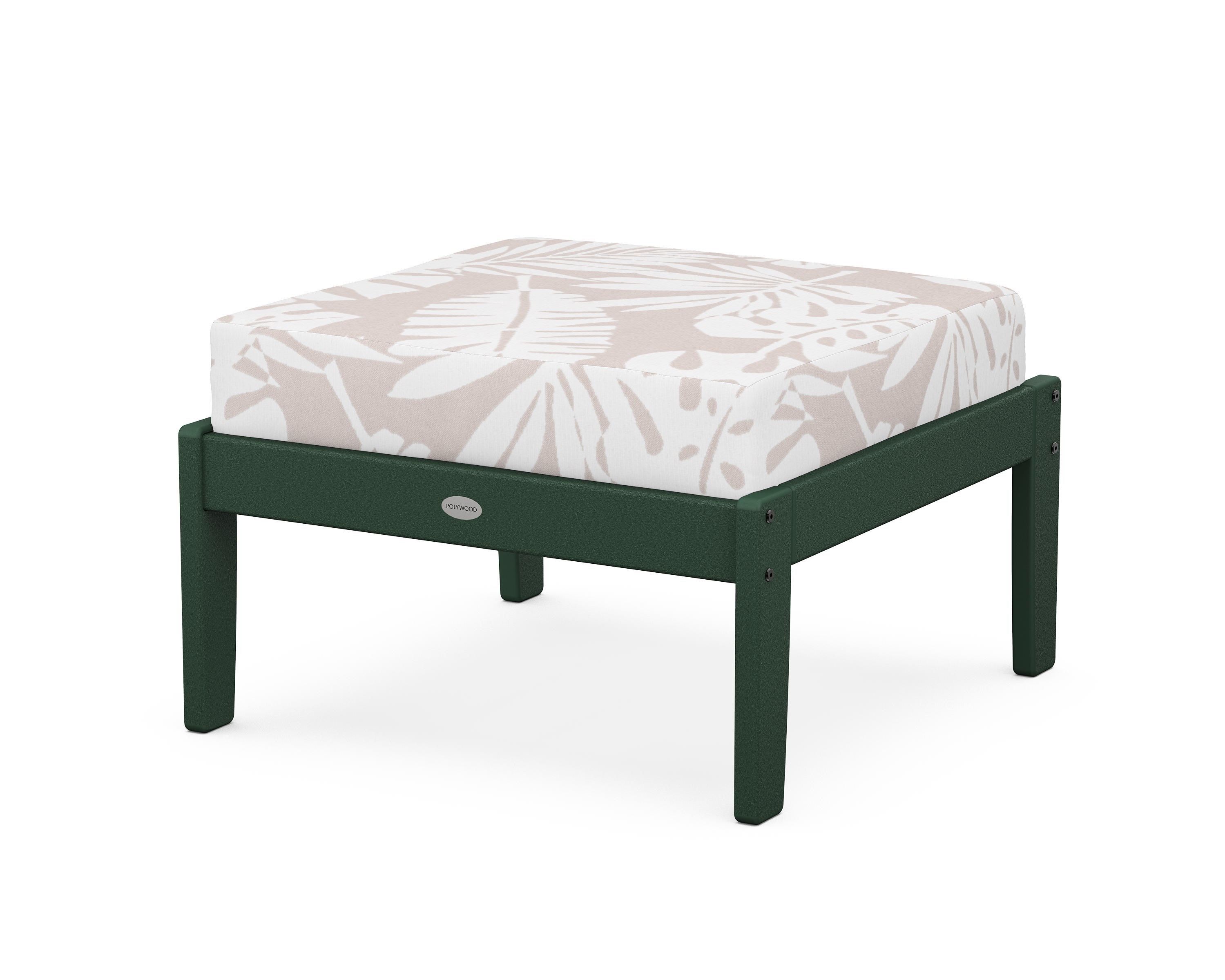 POLYWOOD® Braxton Deep Seating Ottoman in Green / Leaf Dune Burlap