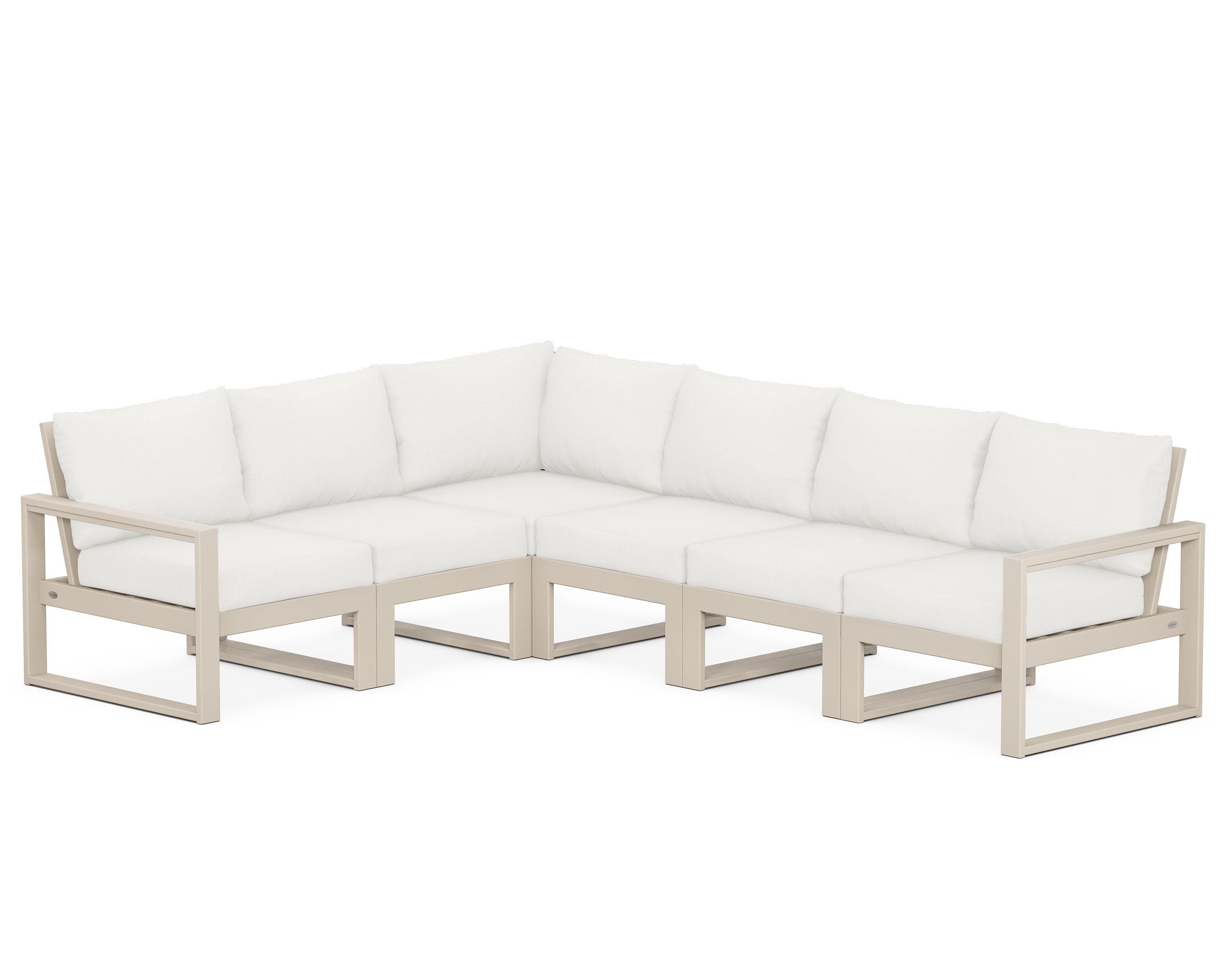 POLYWOOD® EDGE 6-Piece Modular Deep Seating Set in Sand / Natural Linen