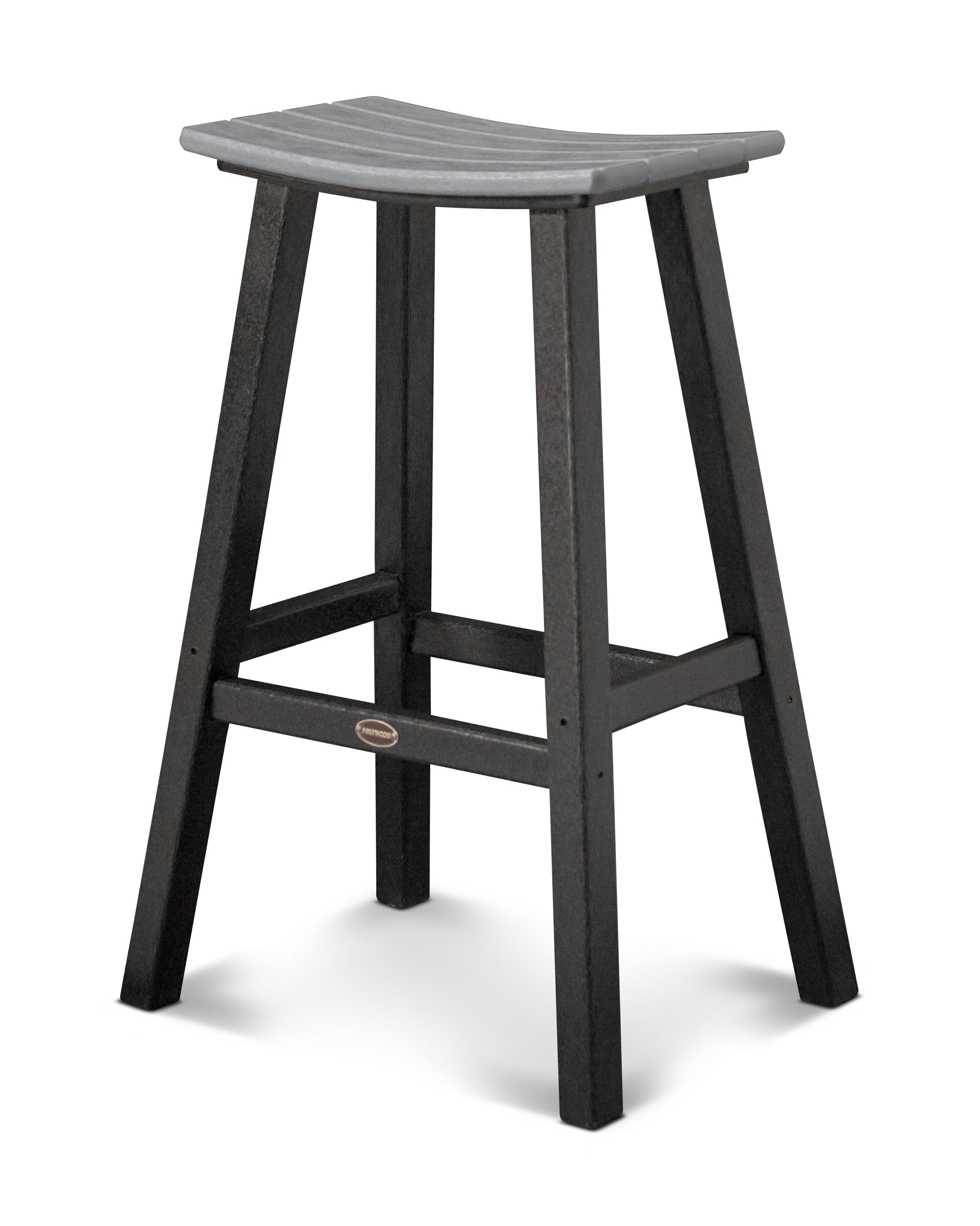 POLYWOOD® Contempo 30" Saddle Bar Stool in Black / Slate Grey