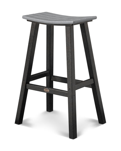 POLYWOOD® Contempo 30" Saddle Bar Stool in Black / Slate Grey