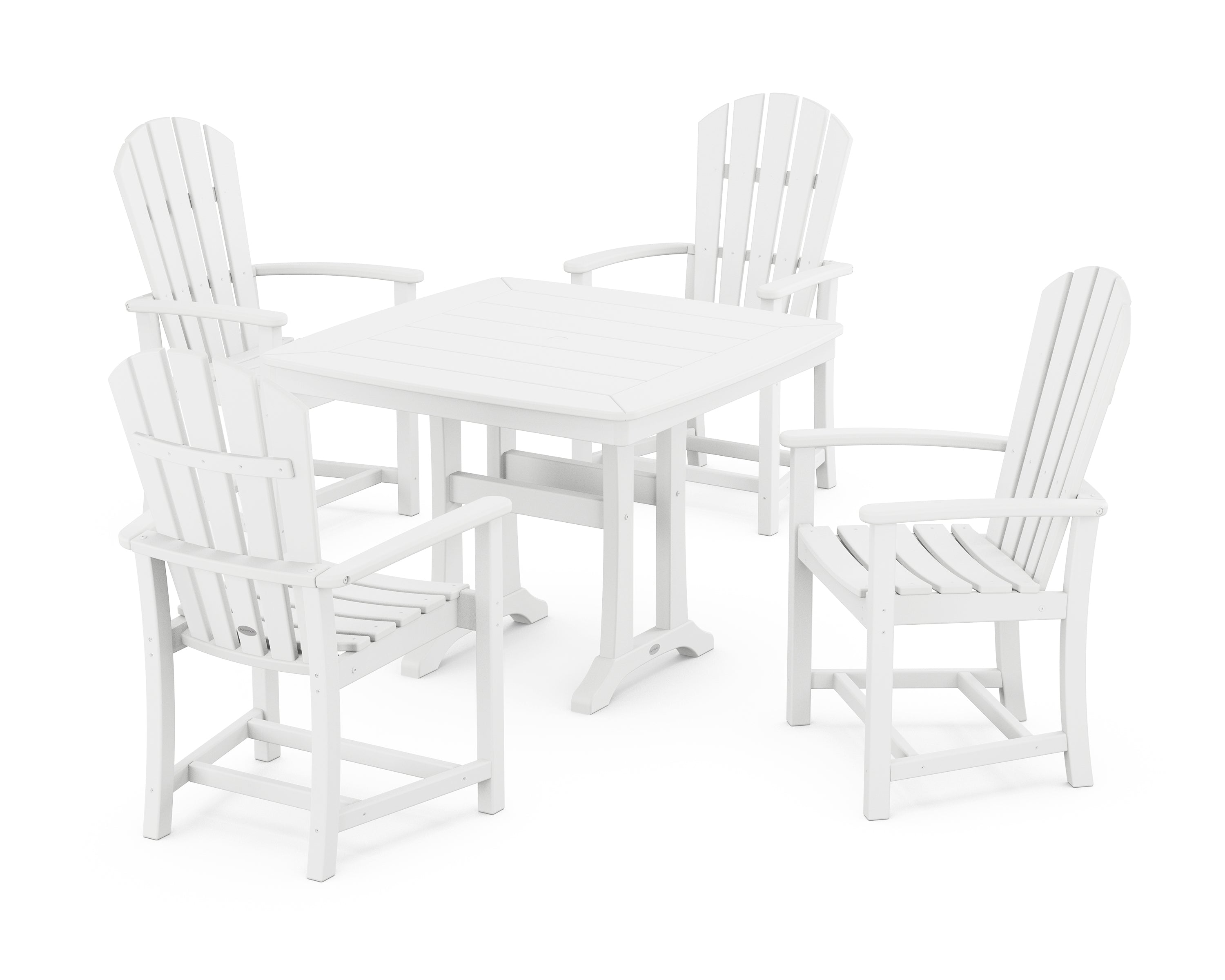 POLYWOOD® Palm Coast 5-Piece Dining Set with Trestle Legs in White