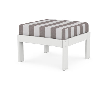 POLYWOOD® Vineyard Modular Ottoman in White / Cabana Stripe Grey Mist