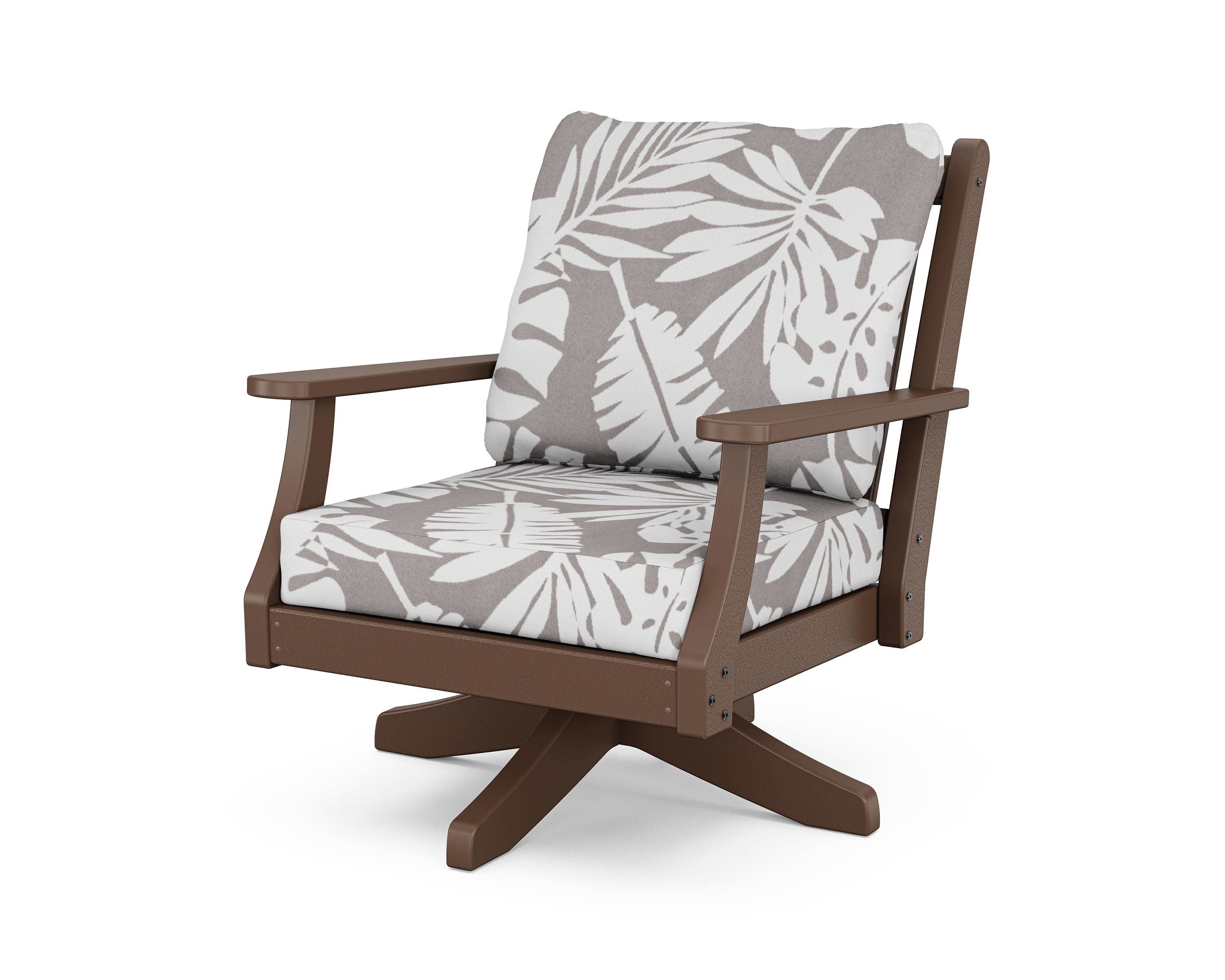 Country Living Wovendale Deep Seating Swivel Chair in Mahogany / Leaf Grey Mist