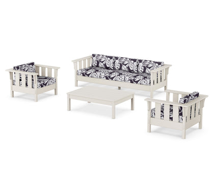 Martha Stewart by POLYWOOD® Acadia 4-Piece Deep Seating Set with Sofa in Sand / Leaf Navy