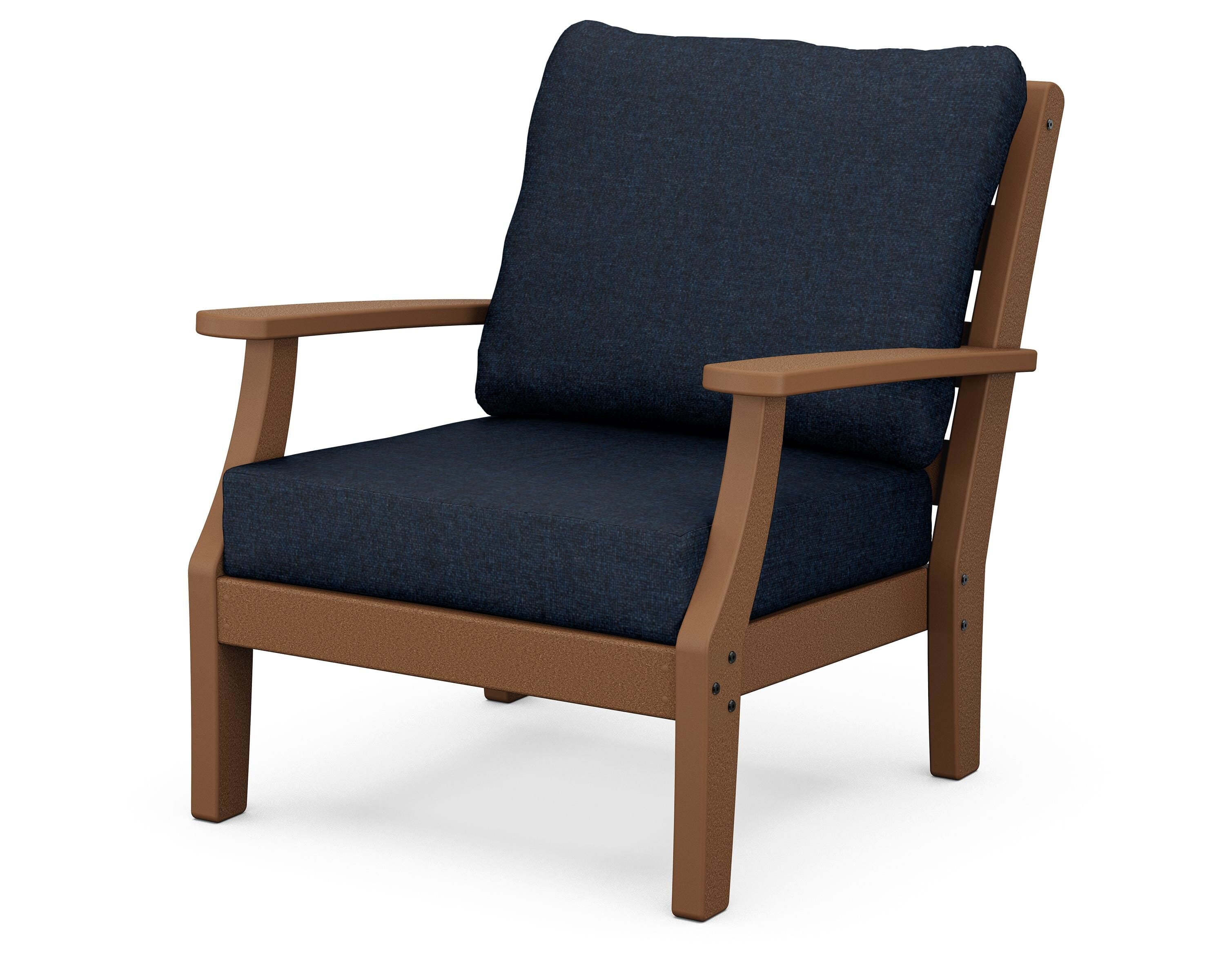 POLYWOOD® Chesapeake Deep Seating Chair in Teak / Marine Indigo