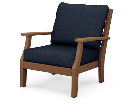 POLYWOOD® Chesapeake Deep Seating Chair in Teak / Marine Indigo