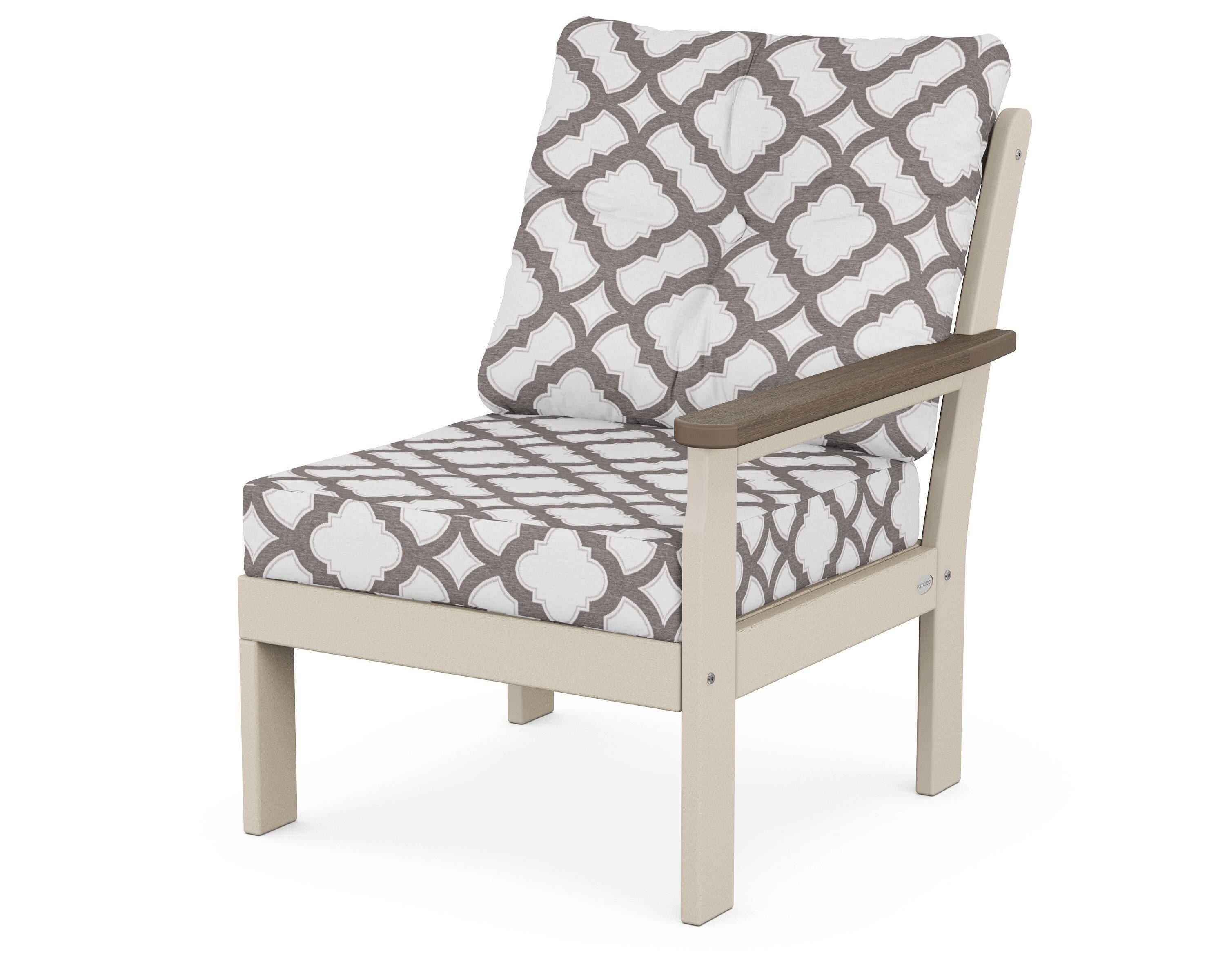 POLYWOOD® Vineyard Modular Right Arm Chair in Sand / Kona / Trellis Grey Mist
