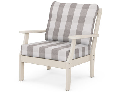 POLYWOOD® Braxton Deep Seating Chair in Sand / Buffalo Plaid Grey Mist