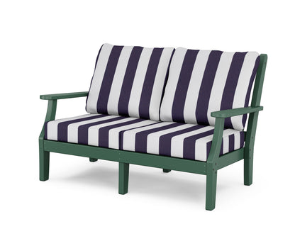 Country Living Wovendale Deep Seating Loveseat in Green / Cabana Stripe Navy