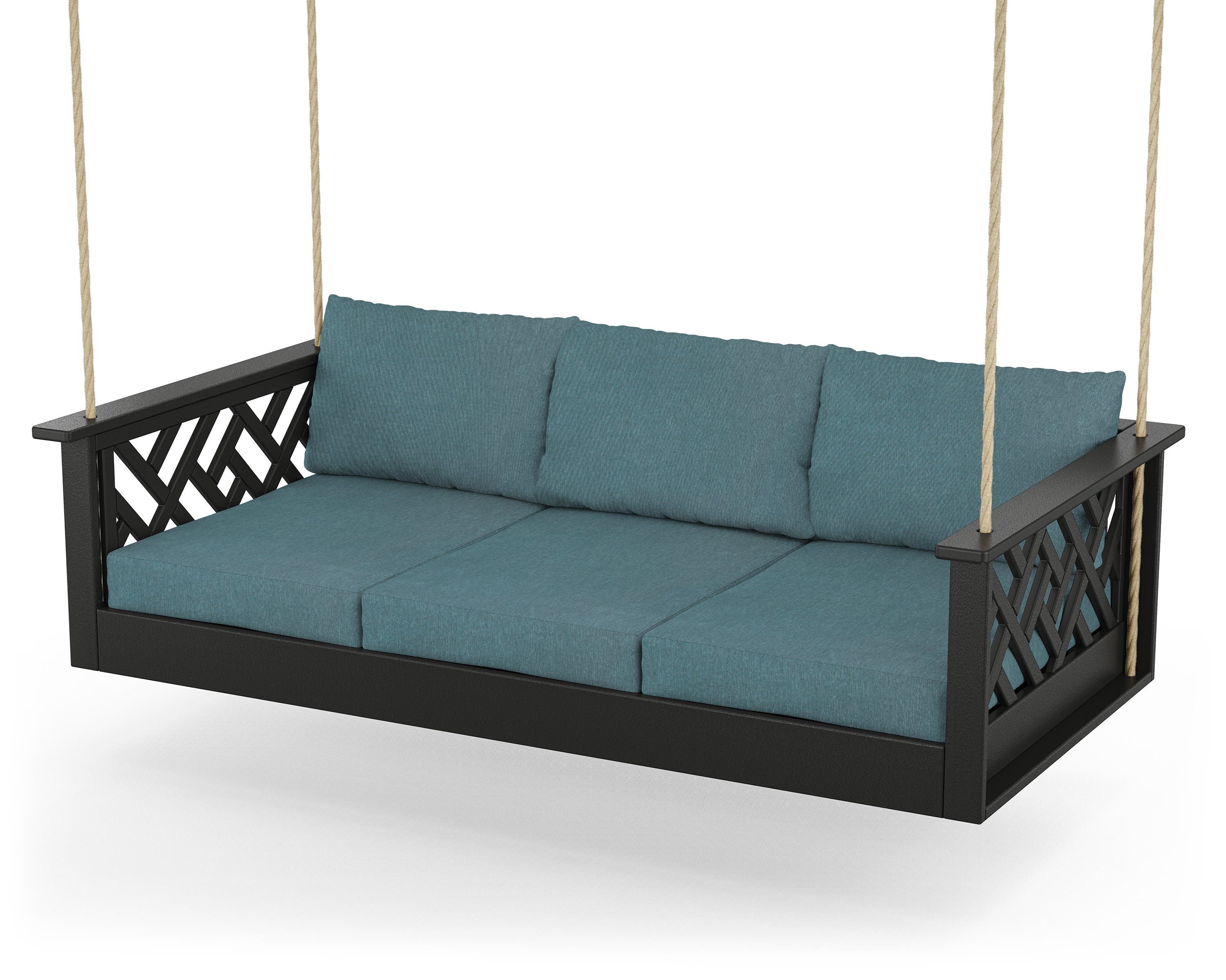 POLYWOOD® Chippendale Daybed Swing in Black / Ocean Teal