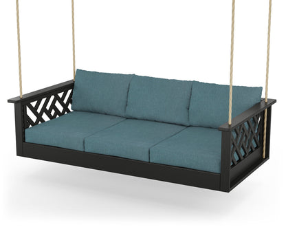 POLYWOOD® Chippendale Daybed Swing in Black / Ocean Teal