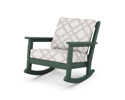 POLYWOOD® Chippendale Deep Seating Rocking Chair in Green / Trellis Dune Burlap