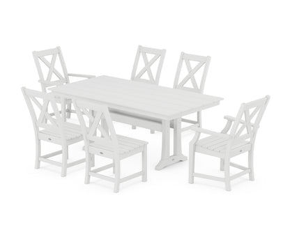 POLYWOOD® Braxton 7-Piece Farmhouse Dining Set With Trestle Legs in White