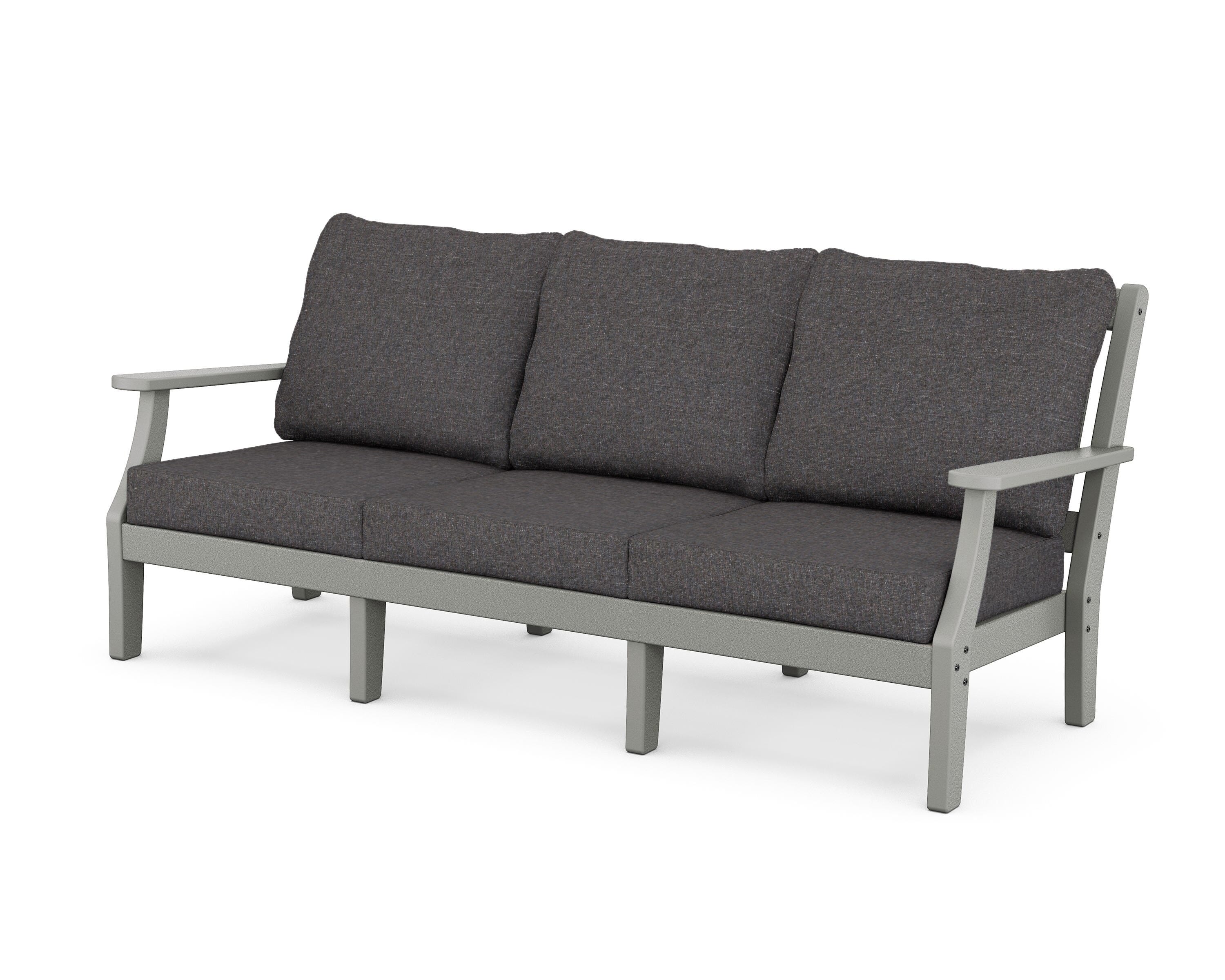 Martha Stewart by POLYWOOD® Chinoiserie Deep Seating Sofa in Slate Grey / Ash Charcoal