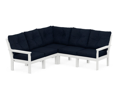 POLYWOOD® Vineyard 5-Piece Sectional in White / Marine Indigo