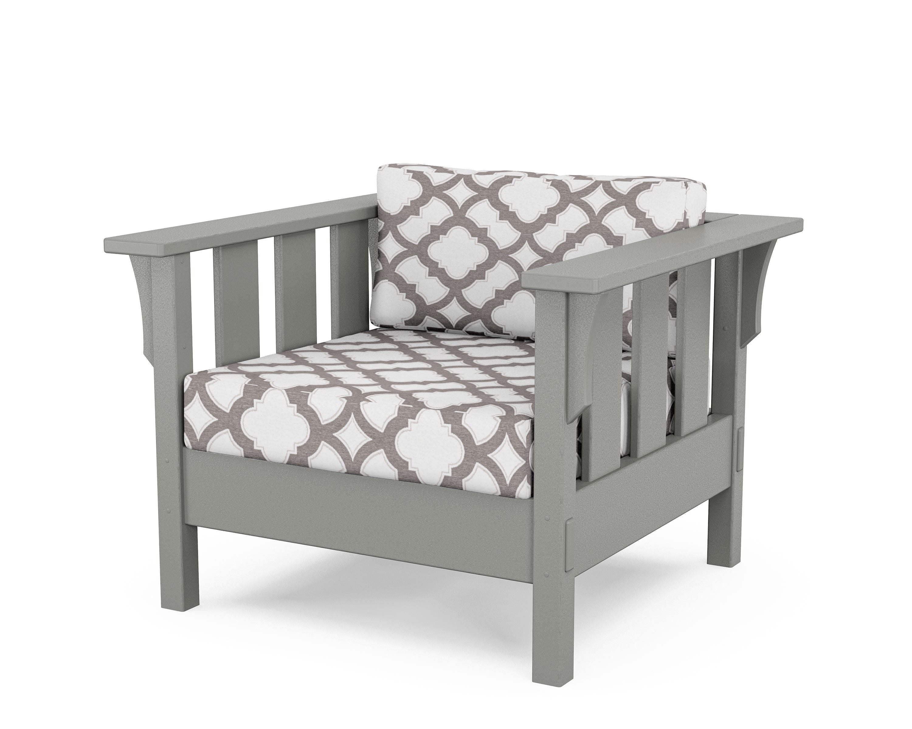 Martha Stewart by POLYWOOD® Acadia Deep Seating Chair in Slate Grey / Trellis Grey Mist