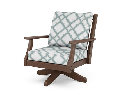 Country Living Wovendale Deep Seating Swivel Chair in Mahogany / Trellis Glacier Spa