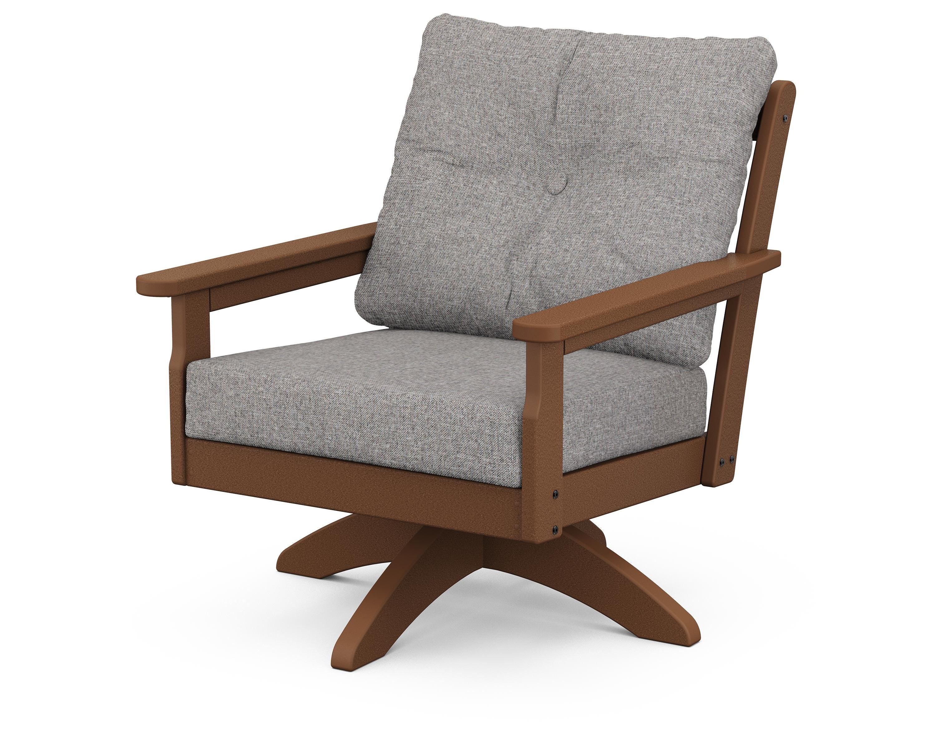 POLYWOOD® Vineyard Deep Seating Swivel Chair in Teak / Grey Mist