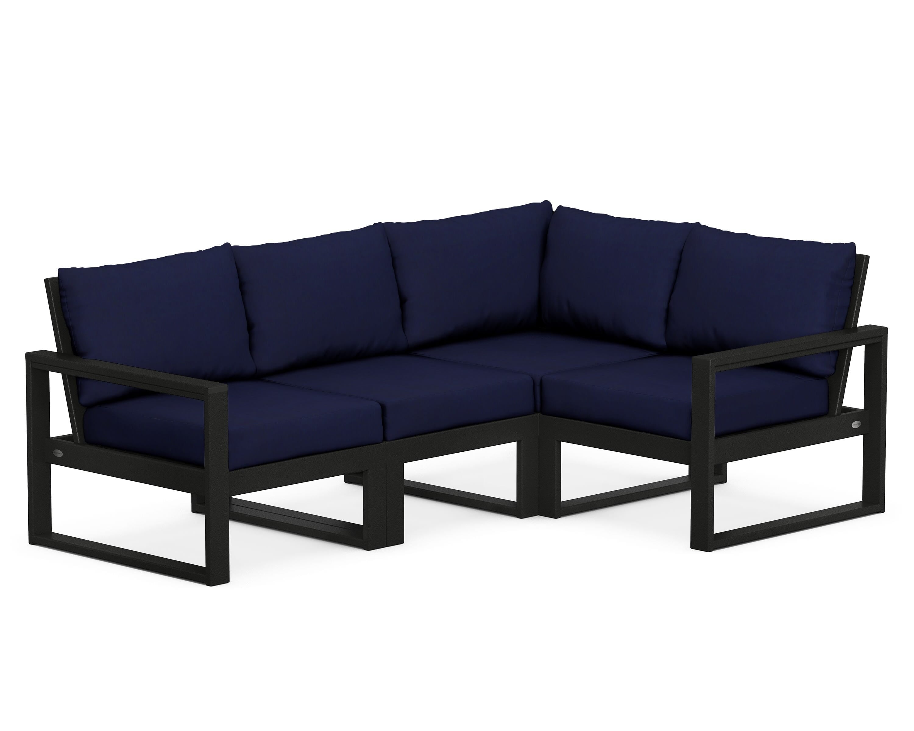 POLYWOOD® EDGE 4-Piece Modular Deep Seating Set in Black / Navy