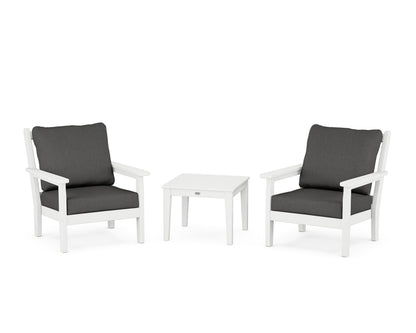 POLYWOOD® Chippendale 3-Piece Deep Seating Set in White / Spectrum Carbon