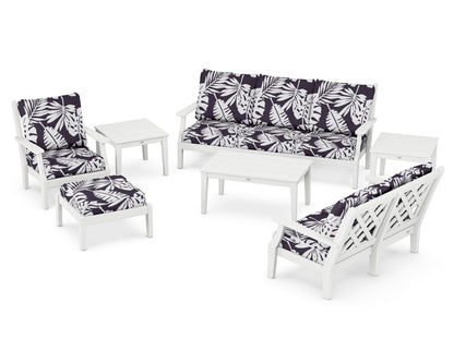 Country Living Wovendale 7-Piece Deep Seating Set in White / Leaf Navy