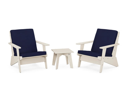 POLYWOOD® Riviera Modern Lounge 3-Piece Set in Sand / Navy