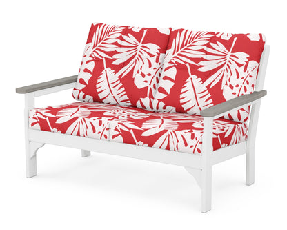 POLYWOOD® Vineyard Deep Seating Loveseat in White / Driftwood / Leaf Crimson