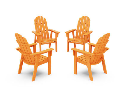 POLYWOOD® Vineyard 4-Piece Curveback Upright Adirondack Conversation Set in Tangerine