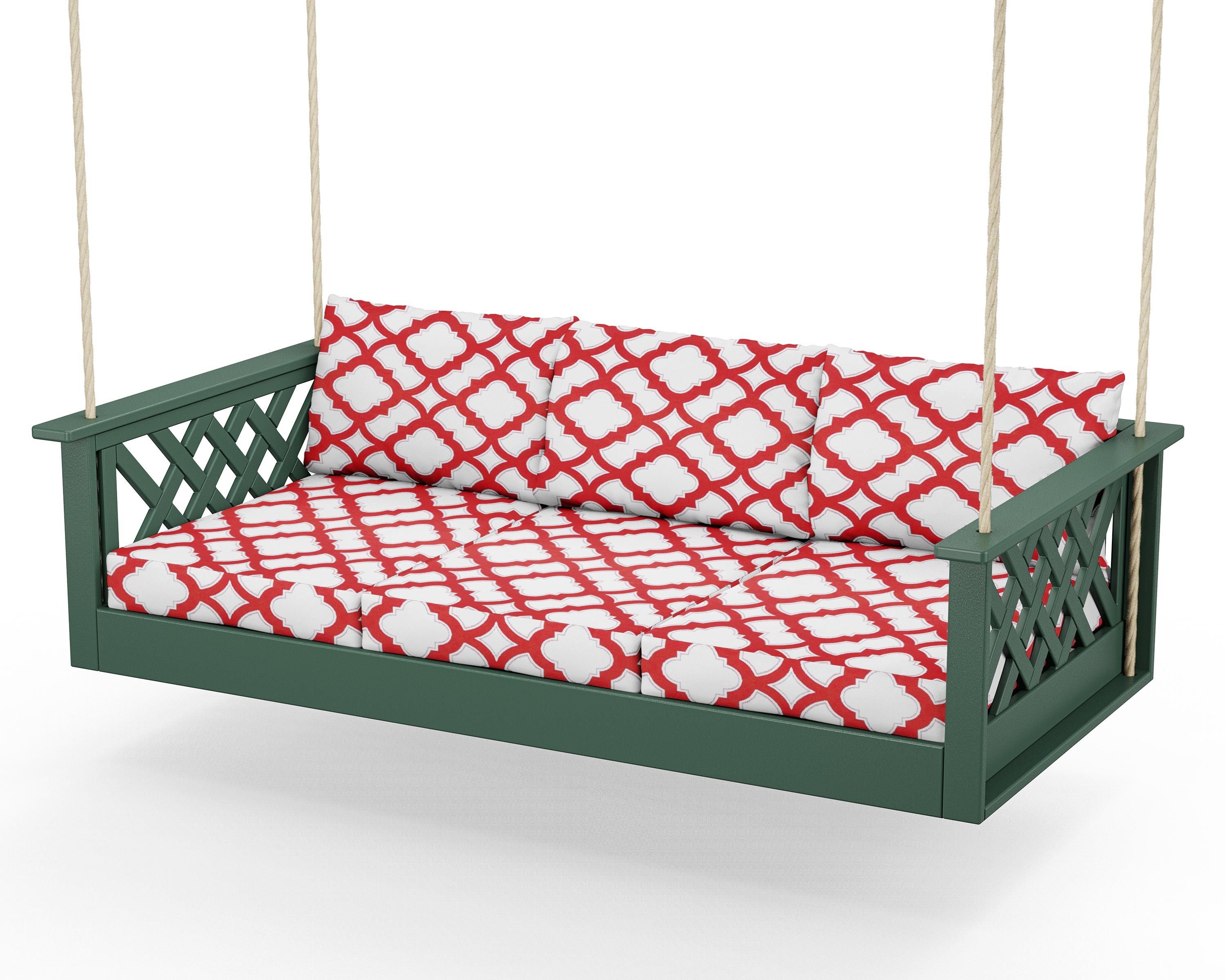 Country Living Wovendale Daybed Swing in Green / Trellis Crimson