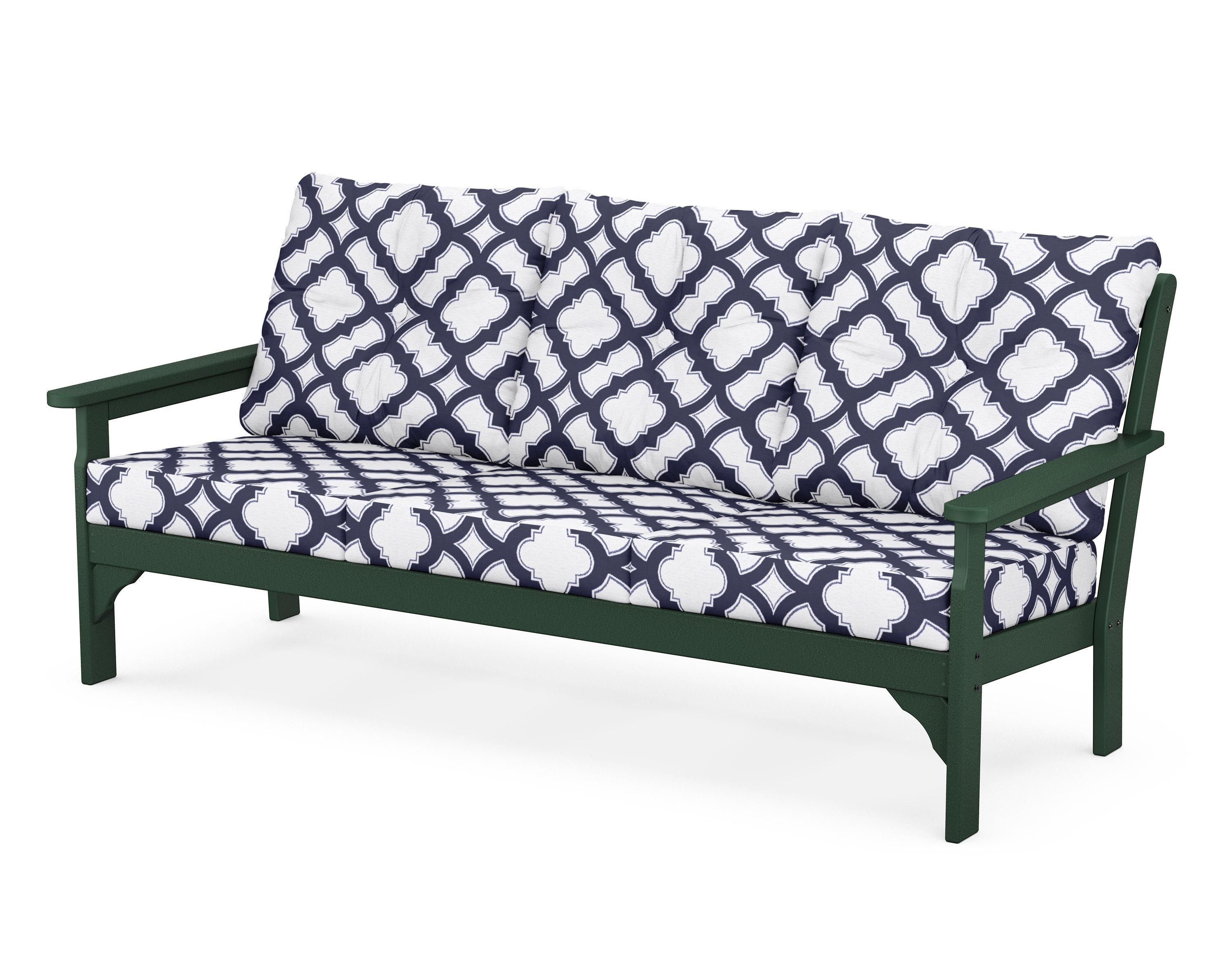 POLYWOOD® Vineyard Deep Seating Sofa in Green / Trellis Navy