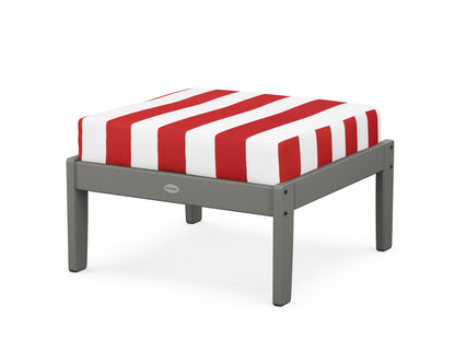 POLYWOOD® Braxton Deep Seating Ottoman in Slate Grey / Cabana Stripe Crimson