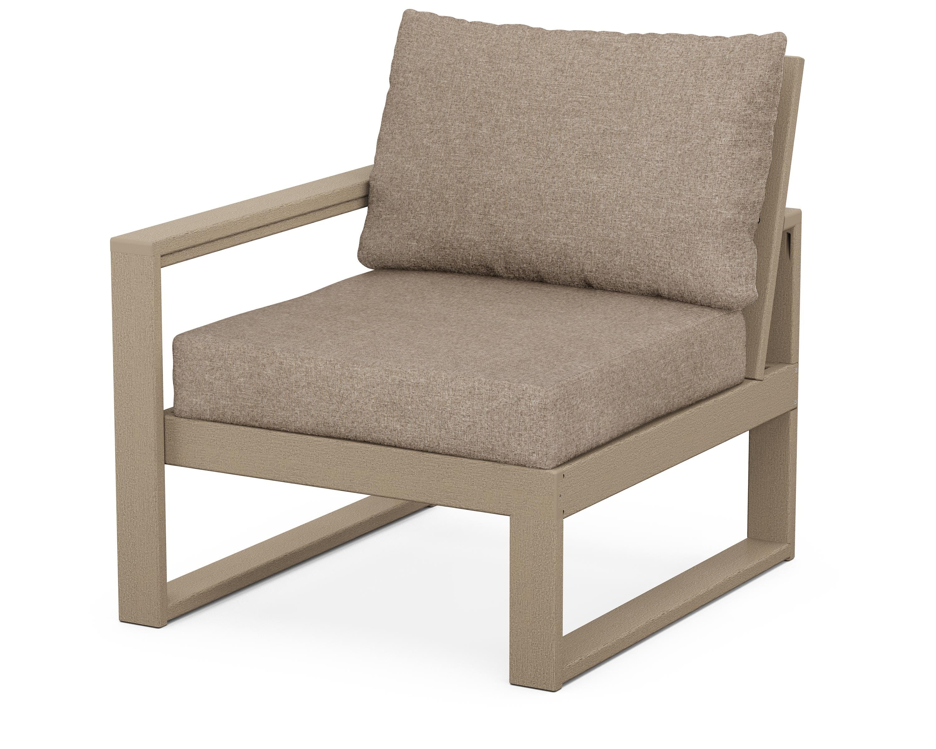 POLYWOOD® EDGE Modular Left Arm Chair in Vintage Sahara / Spiced Burlap