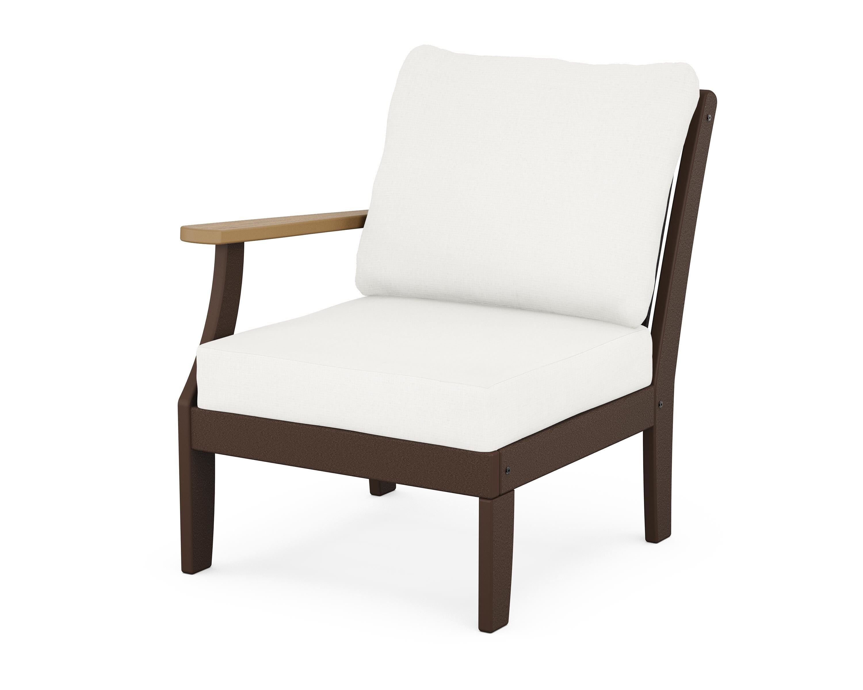 POLYWOOD® Braxton Modular Left Arm Chair in Mahogany / Natural / Natural Linen